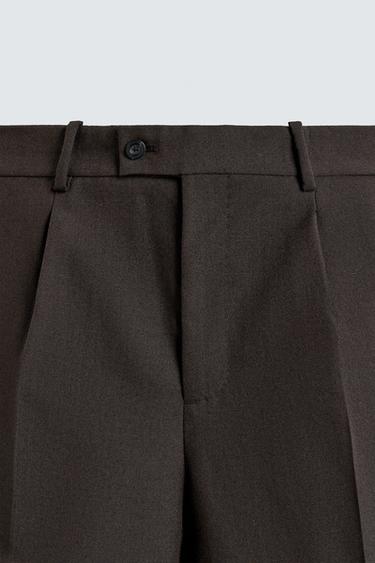 PANTALON PLIS 100% LAINE - Marron de Zara - Image 8