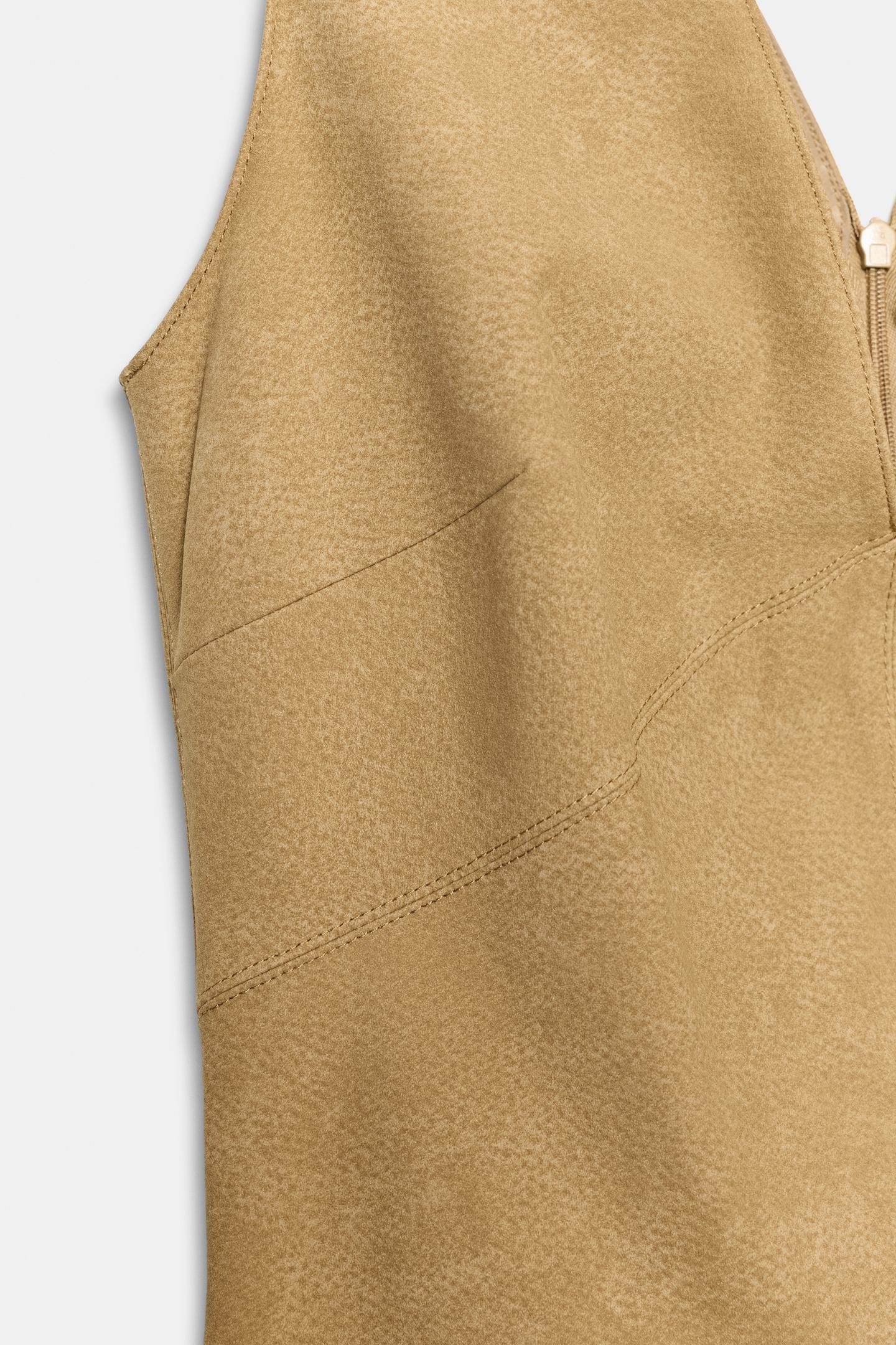 Женское платье Zara MIDI Suede Effect, цвет: Верблюжий — фото 10