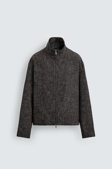 RELAXED FIT TEXTURED OVERSHIRT - Brown by Zara