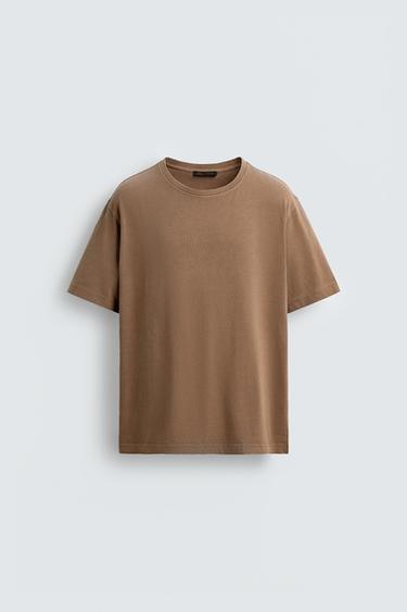 CAMISETA LAVADA REGULAR FIT - Marrón claro de Zara