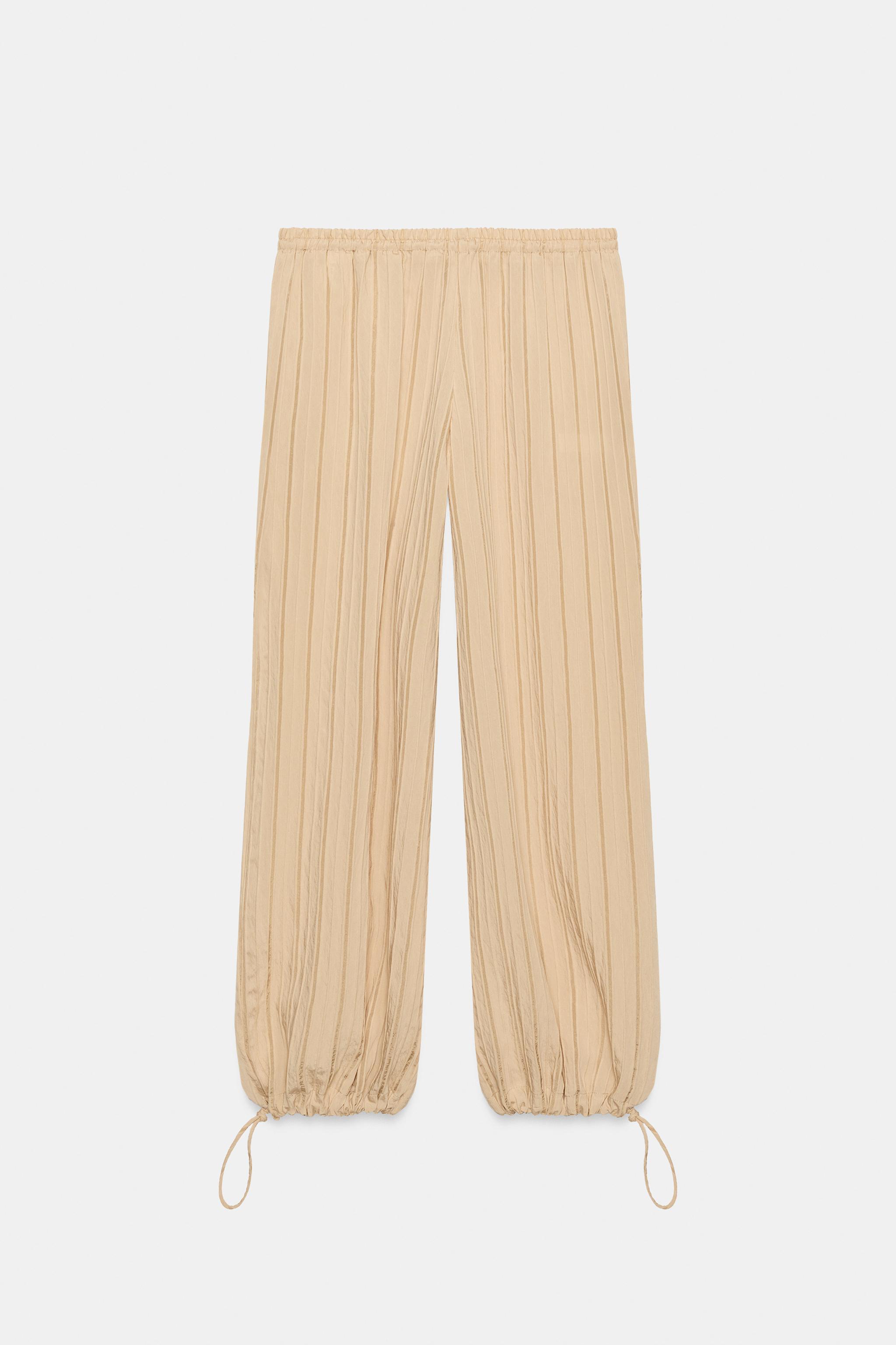 Женские брюки Zara STRIPED WIDE LEG PANTS WITH ELASTIC WAIST — фото 6