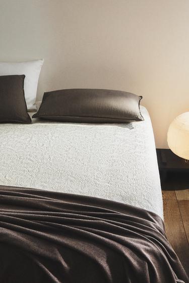 EMBROIDERED DUVET COVER - Oyster-white by Zara