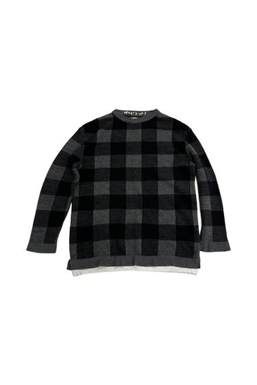 CHECKERED KNIT SWEATER WITH SHIRT LINE