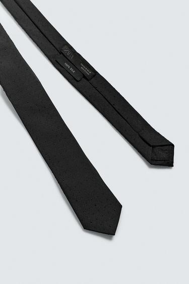 100% SILK JACQUARD TIE - Black by Zara - Image 4