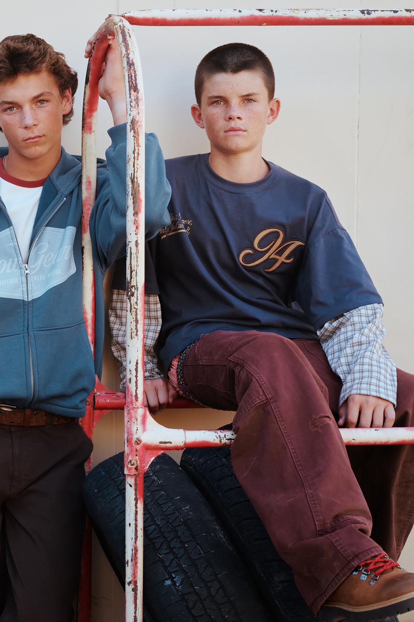 CHECKED DOUBLE SLEEVE T-SHIRT