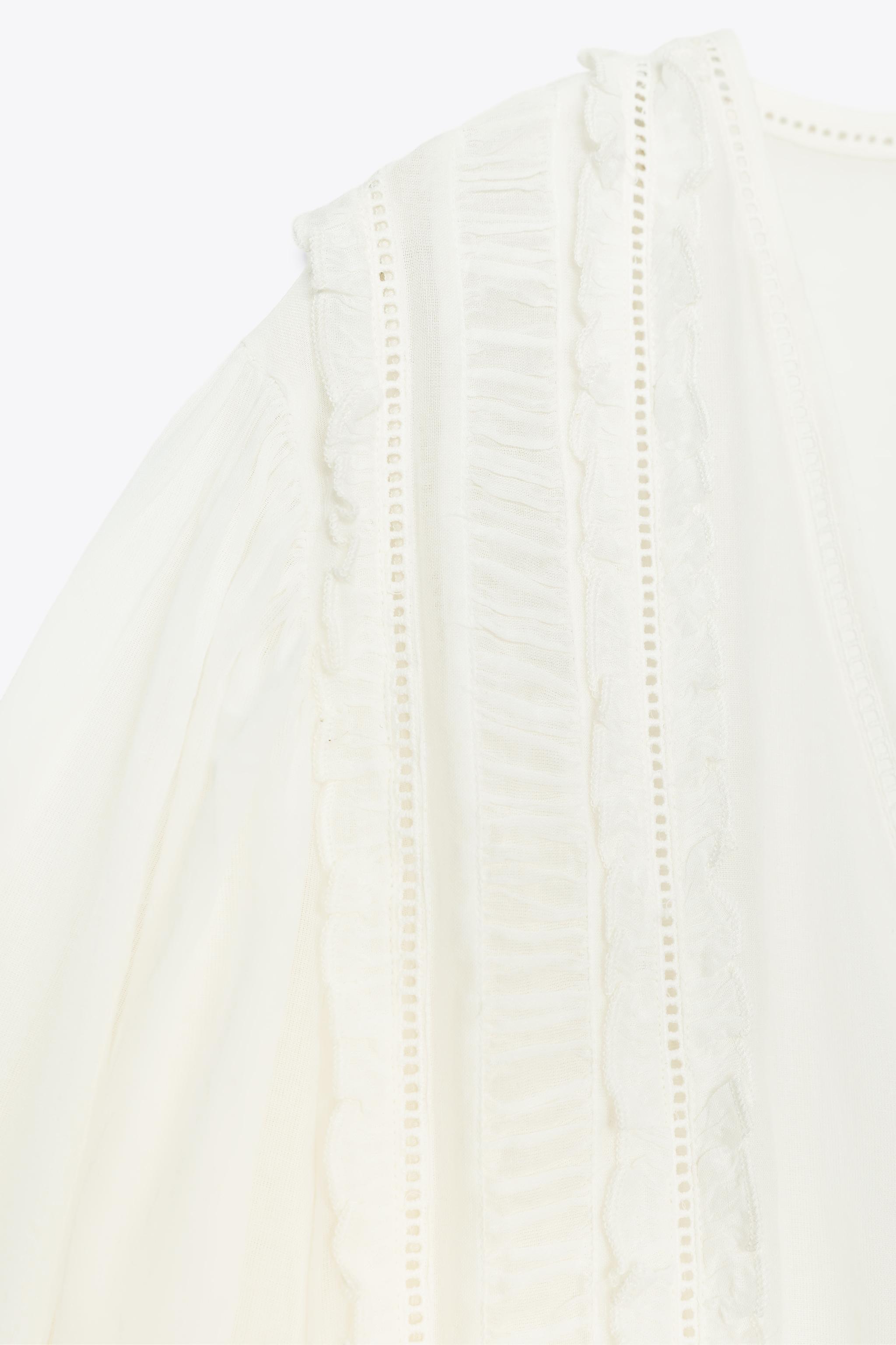 ZW COLLECTION ROMANTIC LADDER STITCH SHIRT - Oyster-white | ZARA