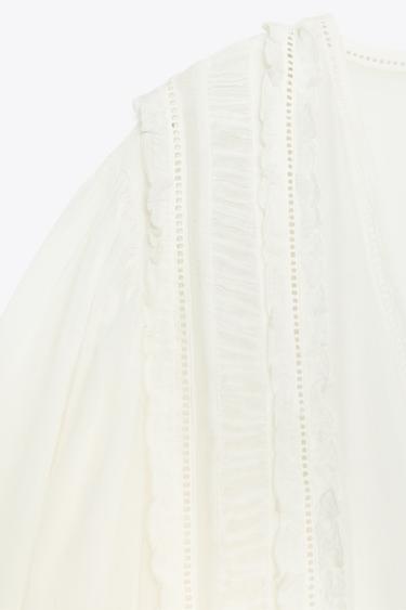 CHEMISE ROMANTIQUE AVEC EMPLACEMENT ZW COLLECTION - Blanc cassé de Zara - Image 6