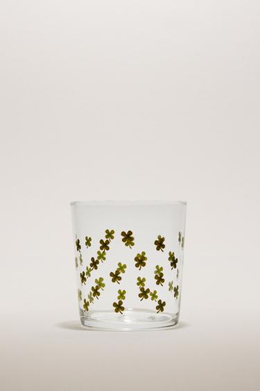 BICCHIERE IN VETRO CON DECALCOMANIA - Verde di Zara