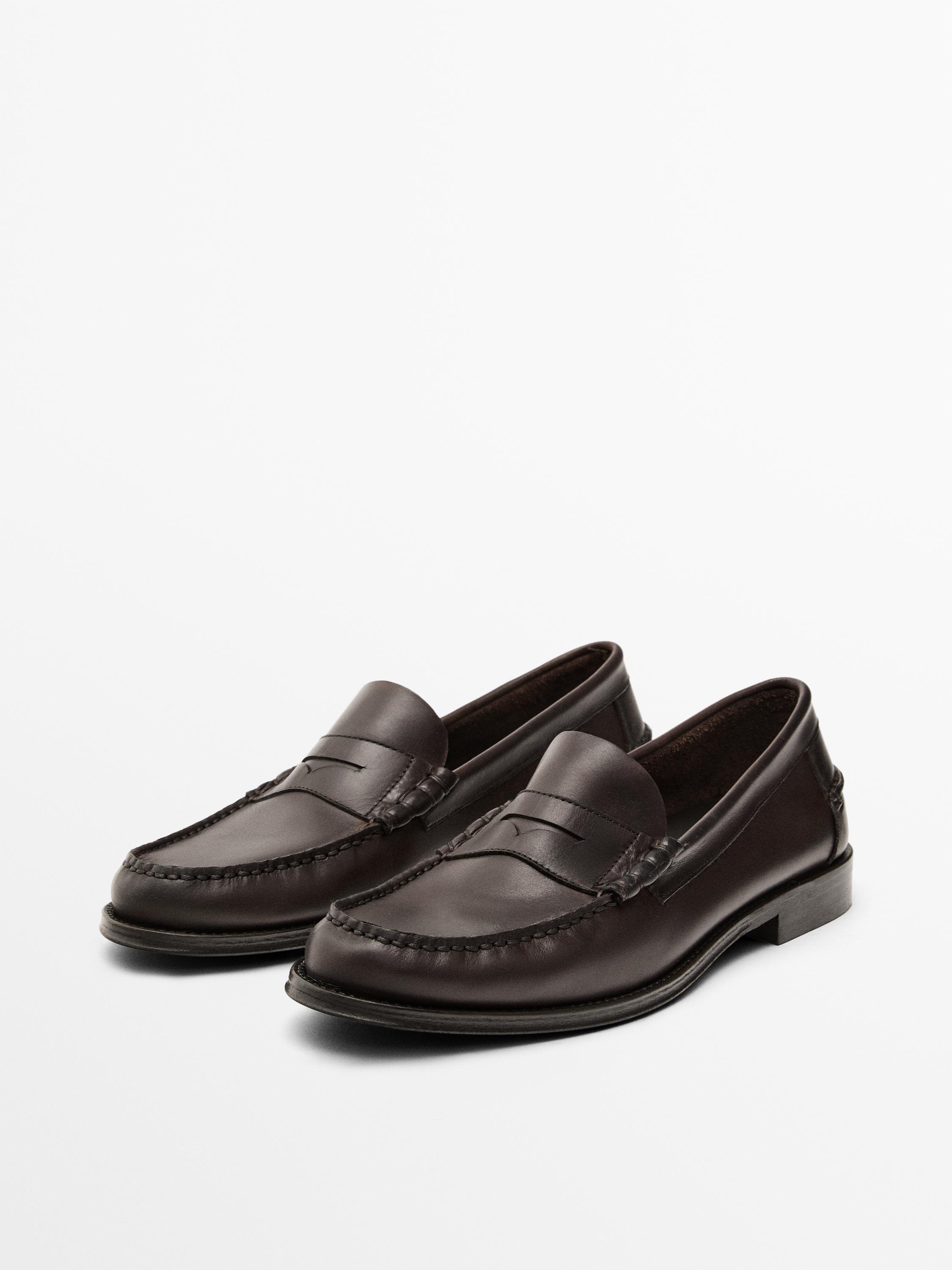Soft oiled leather penny loafers — Dark tan
