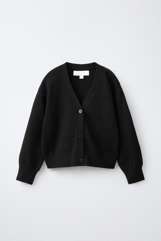 V-NECK KNIT CARDIGAN - Black by Zara - Image 0