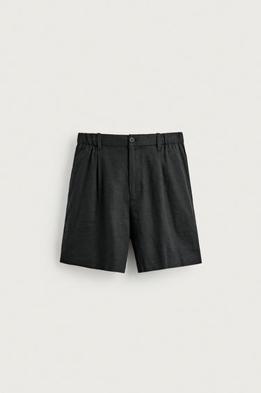RELAXED FIT LINEN - VISCOSE BERMUDA SHORTS - Black by Zara