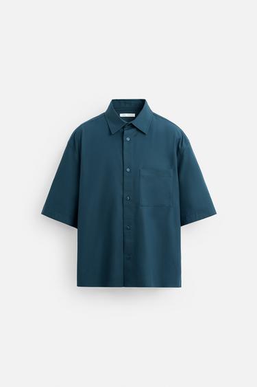 LYOCELL - COTTON SHIRT - Petrol blue by Zara - Image 6