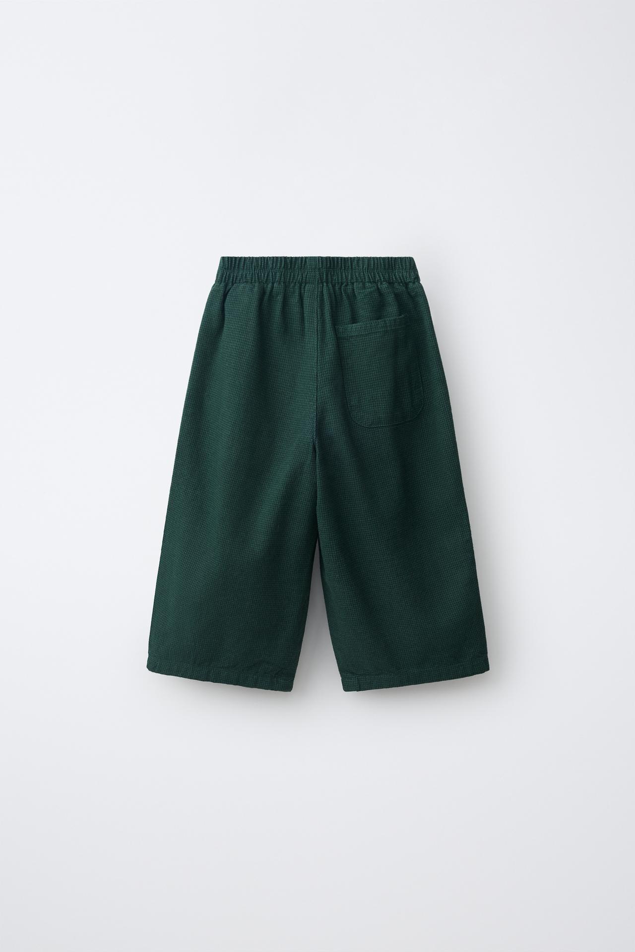 BEAR EMBROIDERY BALLOON PANTS — Mid-green