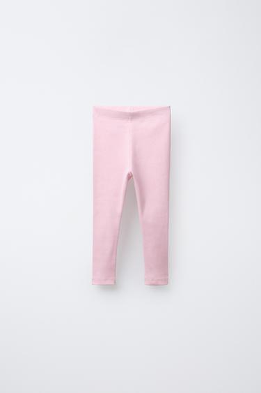 Zara BASIC RIBBED LEGGINGS - Pink