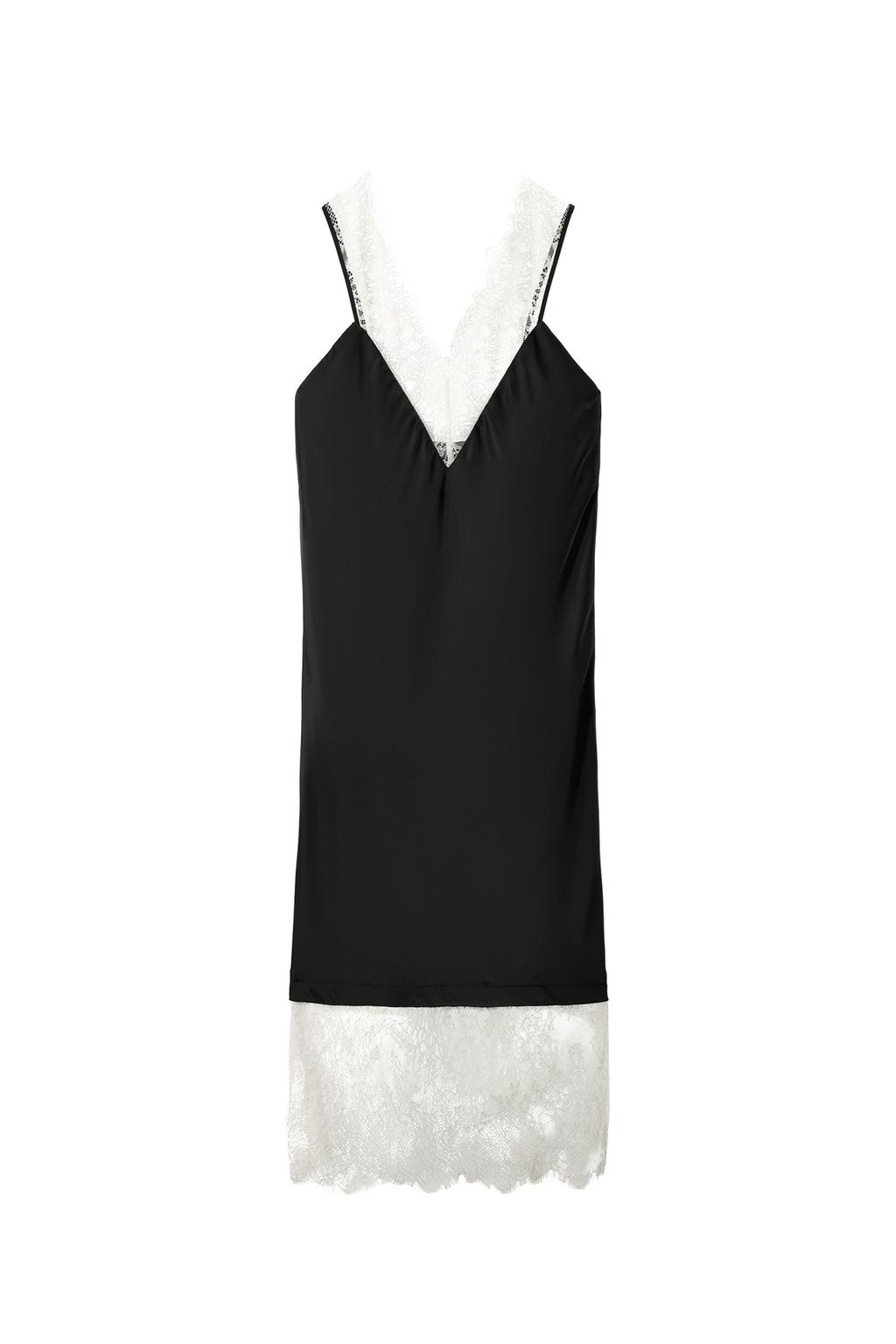 CONTRAST LACE SATIN DRESS - image 3