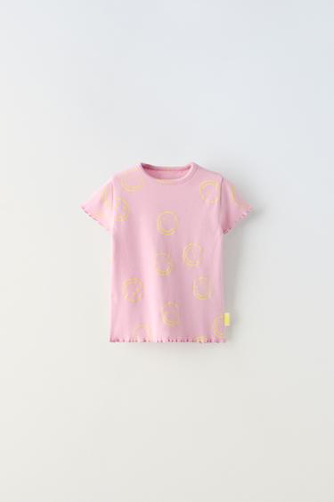 T-SHIRT CÔTELÉ SMILEYWORLD ® HAPPY COLLECTION - Rose chewing-gum de Zara