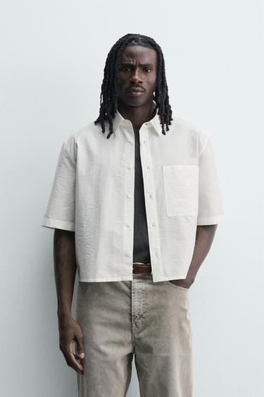 BOXY FIT SHIRT WITH POCKET - White by Zara