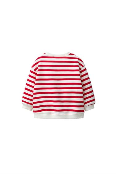 SWEAT À RAYURES ET APPLIQUÉ POMME - Rouge / Blanc de Zara - Image 1