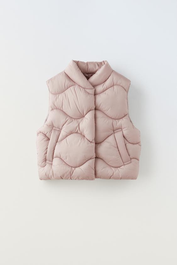 DOUBLE-BREASTED PUFFER GILET - Pink / Lilac | ZARA Australia