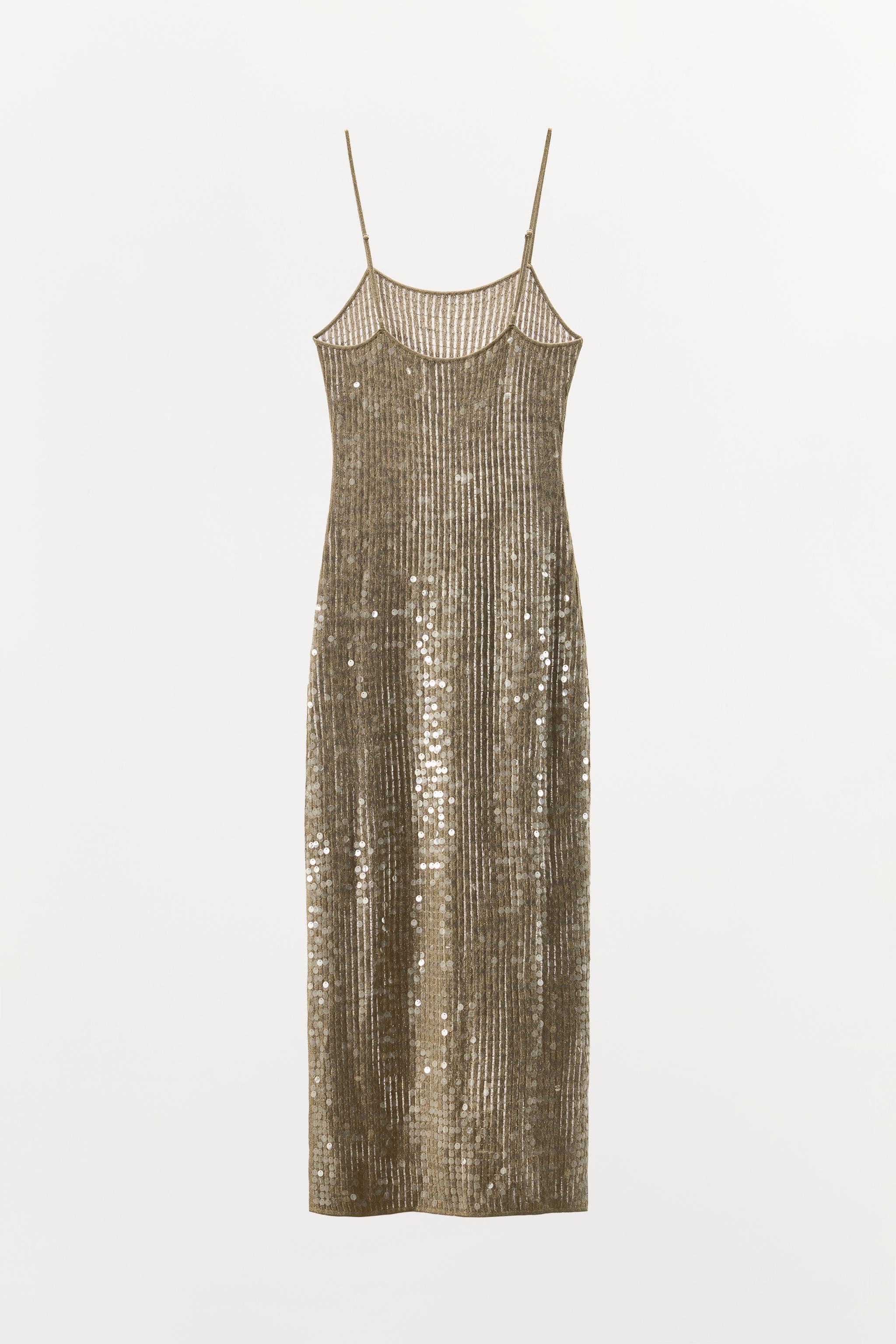 ROBE MI-LONGUE EN MAILLE À PAILLETTES