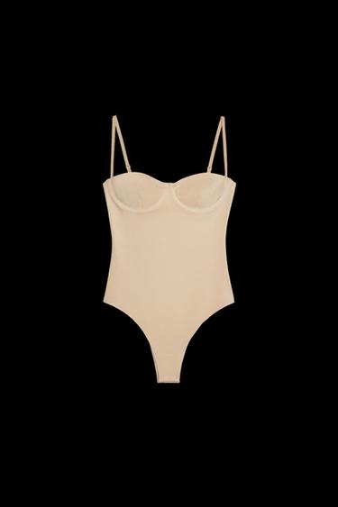 SATINIERTER BODY IN LINGERIE-OPTIK - Hellrosa  von Zara - Bild 0