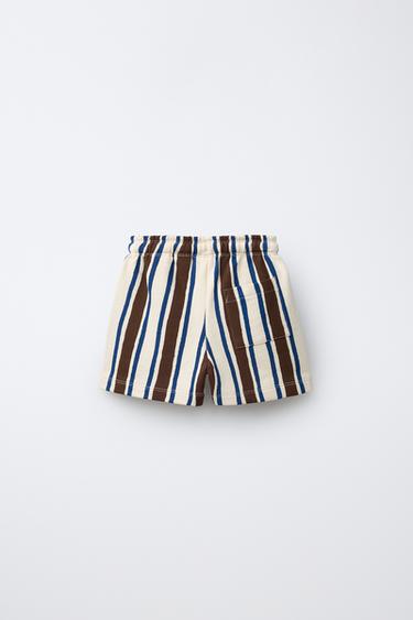 SHORT MOLLETON RAYÉ - Marron-Bleu de Zara - Image 1
