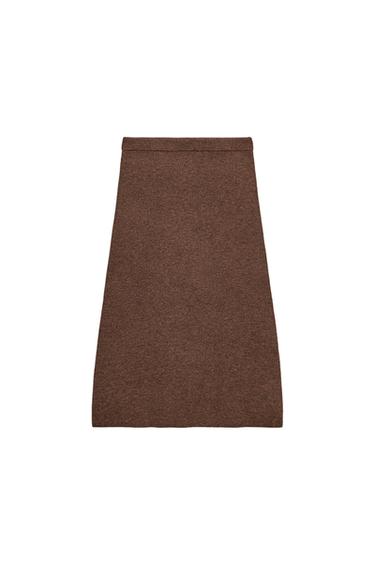 A-LINE KNIT MIDI SKIRT - Brown by Zara