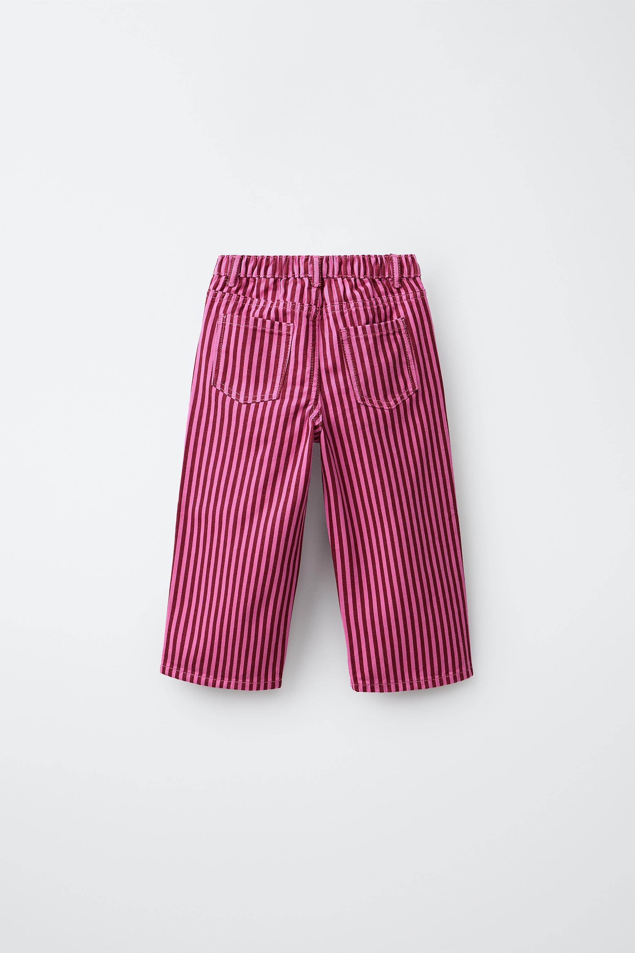 STRIPED CULOTTE JEANS — Pink