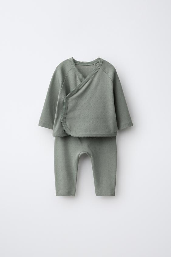 ENSEMBLE T-SHIRT ET PANTALON AJOURÉS - Verdâtre de Zara - Image 0