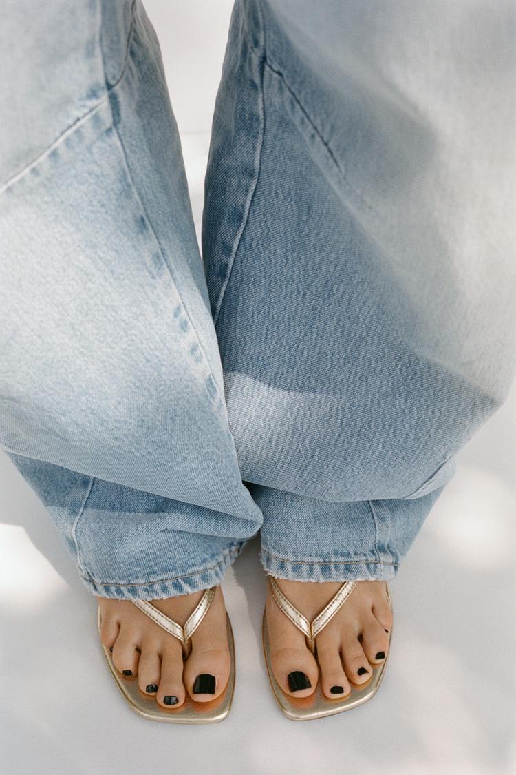 METALLIC KITTEN-HEEL SANDALS Gold ZARA United Kingdom