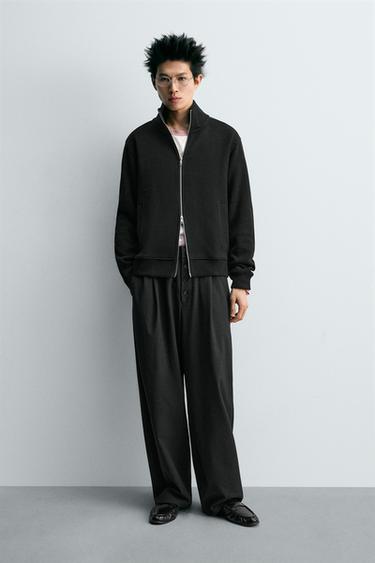 Zara 羅紋雙面針織夾克 - 黑色
