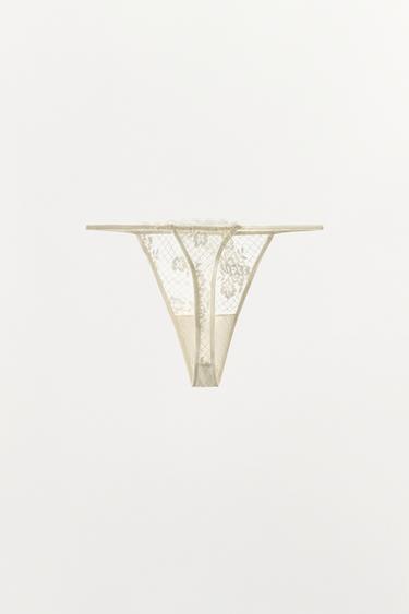 TANGA EN DENTELLE - Écru de Zara - Image 4