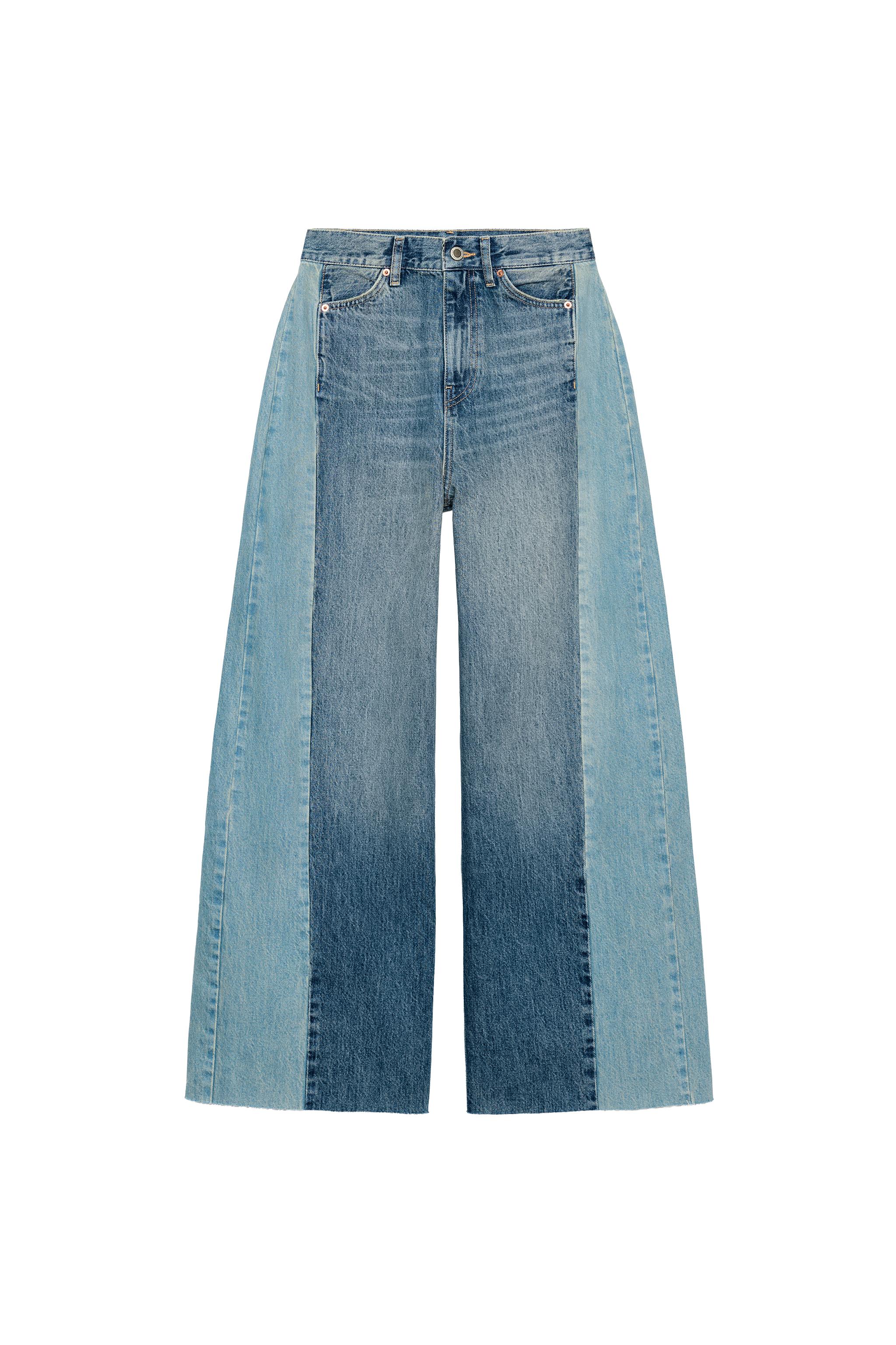 JEANS ZW COLLECTION WIDE LEG TIRO MEDIO PATCHWORK