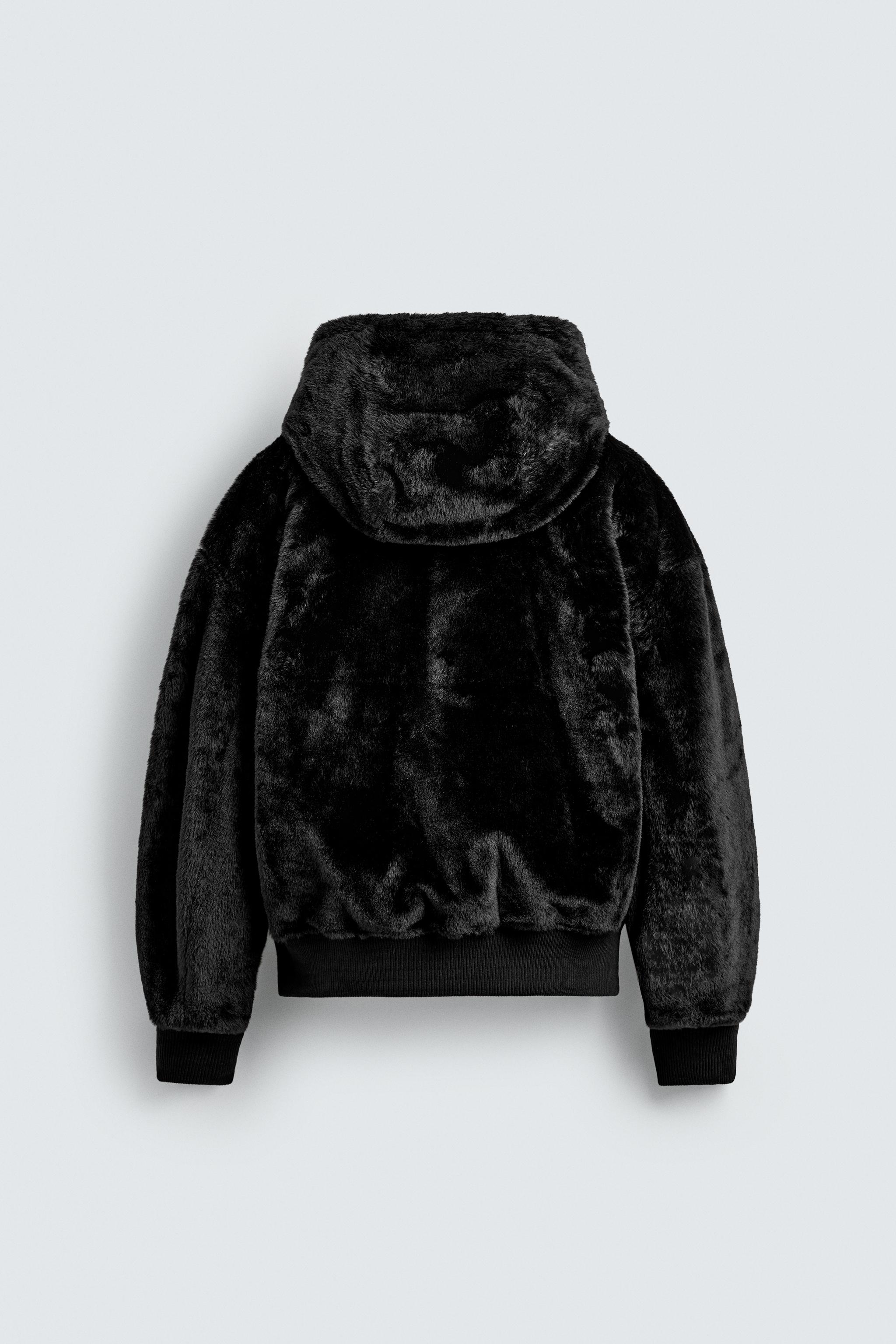 リバーシブルフェイクファーボンバージャケット - ブラック | ZARA
