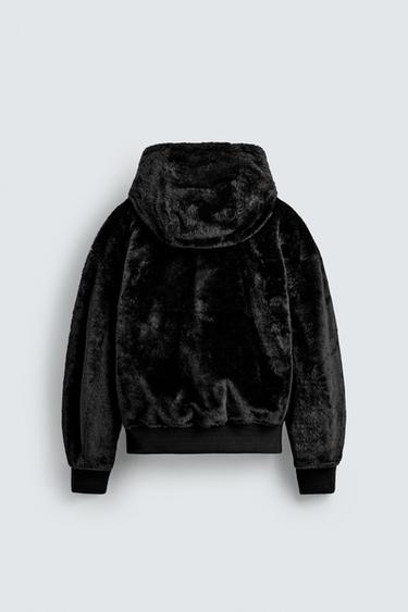 REVERSIBLE FAUX FUR BOMBER JACKET - Black by Zara - Image 9