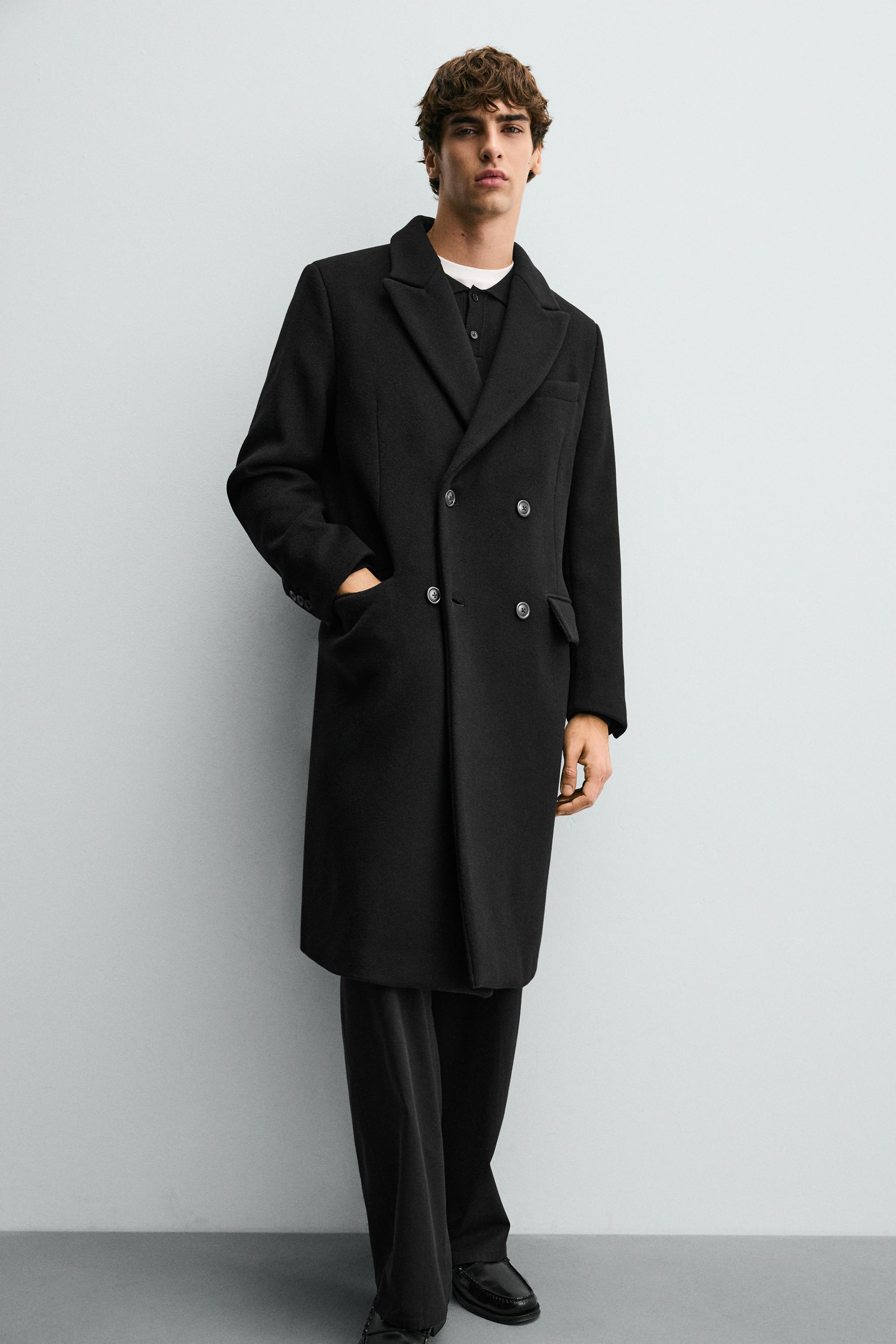 MANTECO®ウール混ダブルブレストコート - ブラック | ZARA Japan / 日本