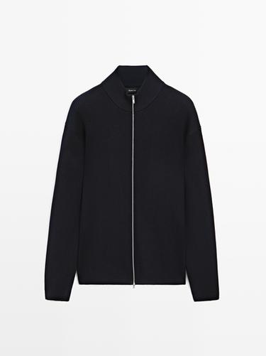 Zara 100% cotton zip cardigan - Navy blue