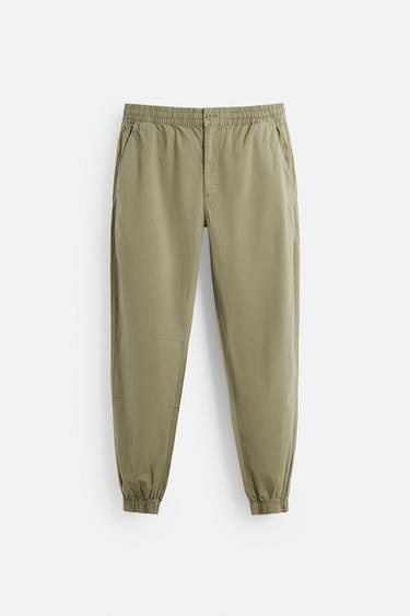 WASHED JOGGER WAIST TROUSERS - Light khaki by Zara