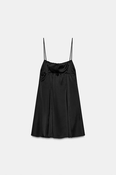 ROBE MINI SATINÉE À BRETELLES - Noir de Zara - Image 7