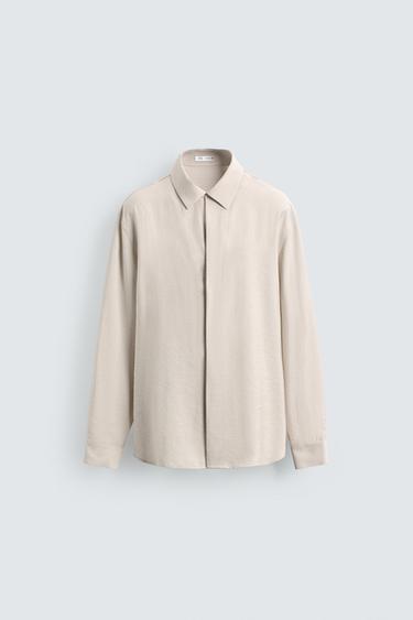 MODAL BLEND FLOWING SHIRT - Oyster-white by Zara