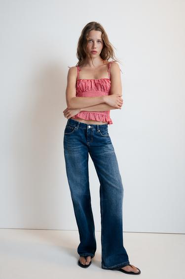 TOP FRUNCES CUADRO VICHY - Rojo / Blanco de Zara