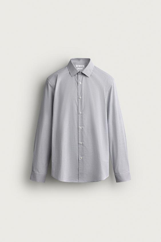 SLIM FIT CHECKS SHIRT - White by Zara - Image 0