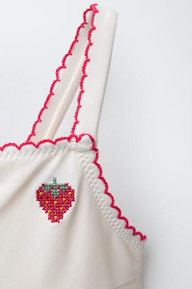 1-6 ANS/ MAILLOT DE BAIN FRAISES BRODÉES - Écru de Zara - Image 2