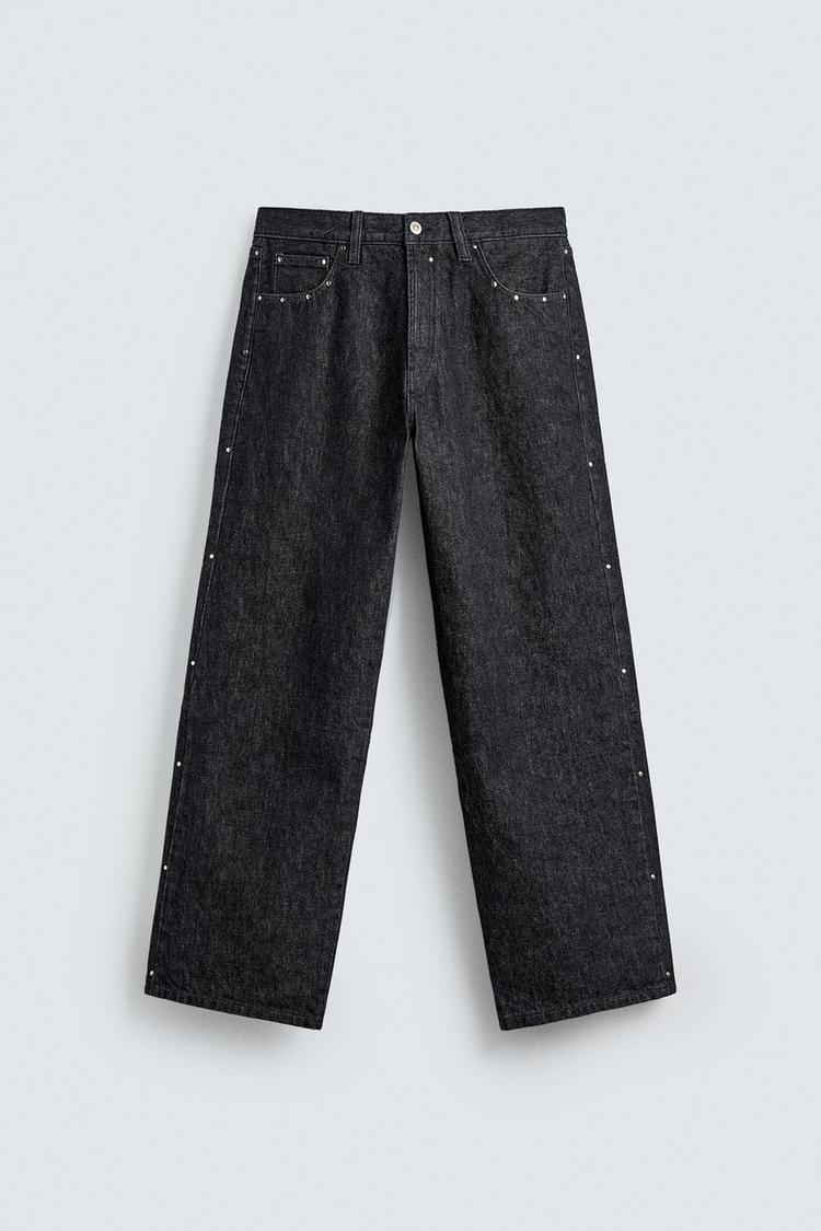 ZARA RELAXED FIT JEANS WITH STUDS