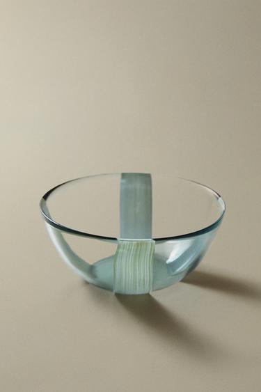 STRIPED GLASS BOWL - Blue by Zara