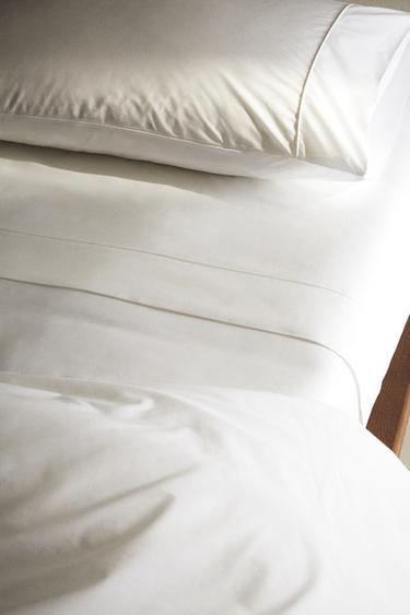 PERCALE COTTON FLAT SHEET (300 THREAD COUNT) - White by Zara - Image 5