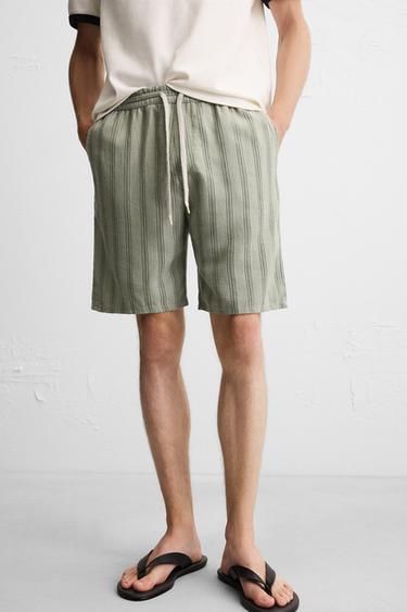 Zara LINEN - VISCOSE SHORTS - Striped