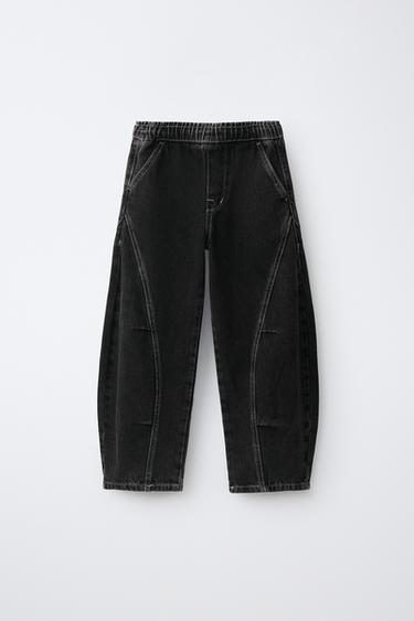 JEANS BARREL COSTURAS - Negro de Zara - Imagen 0