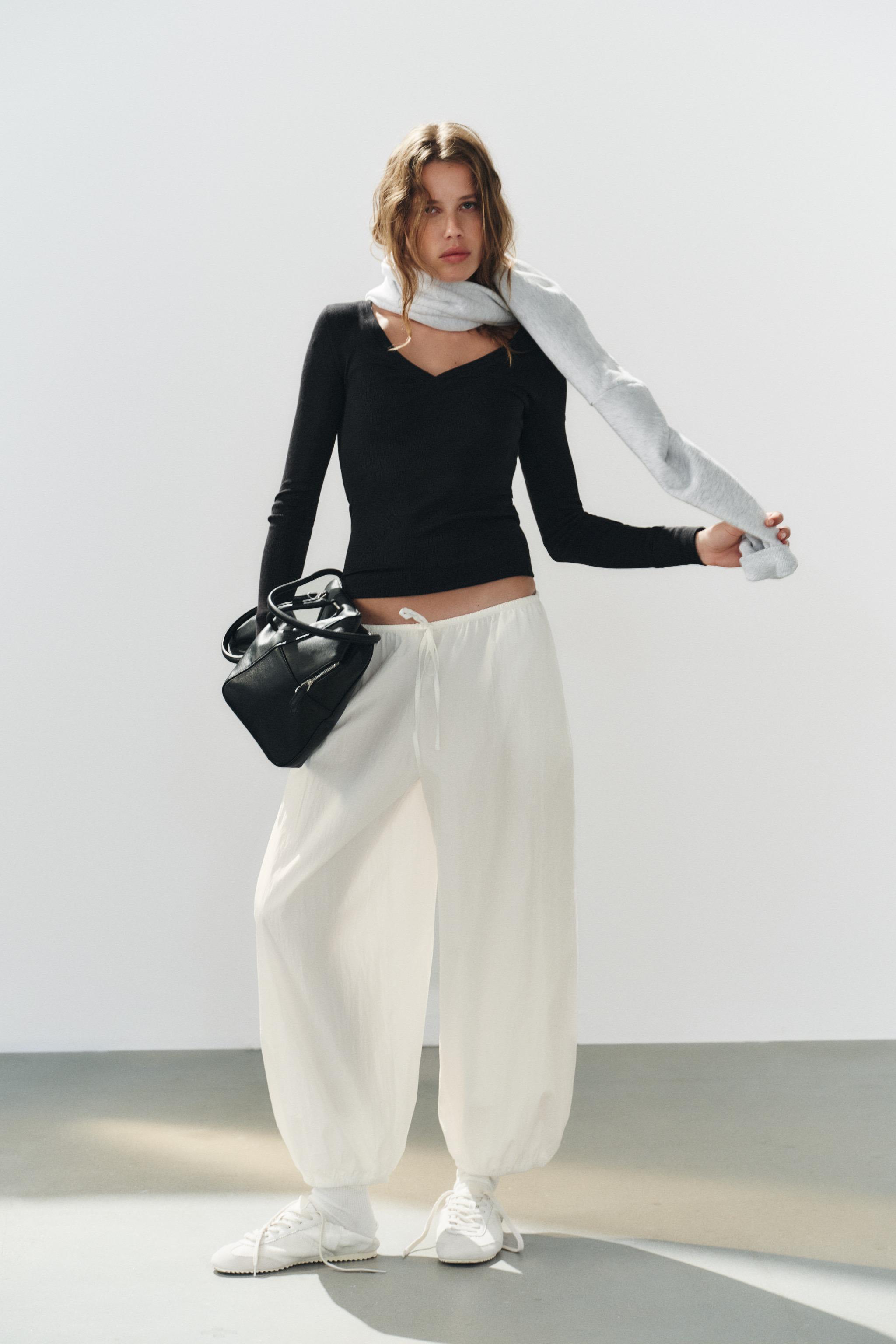 Женские брюки Zara ELASTICIZED TECHNICAL FABRIC TROUSERS — фото 5