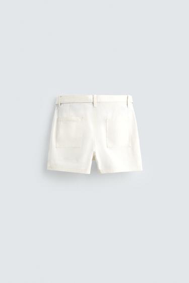 TEXTURED SHORTS WITH BELT - Oyster-white by Zara - Image 7